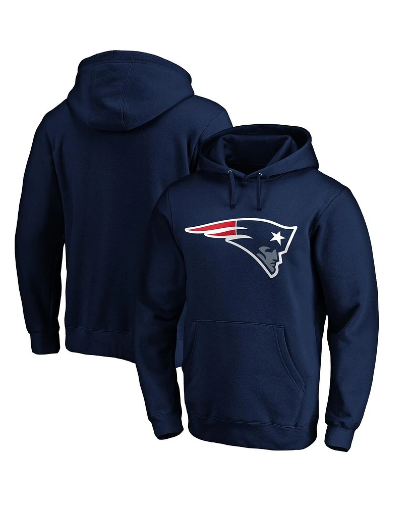 Men's Fanatics Navy New England Patriots Primary Logo Fitted Pullover Hoodie