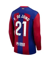 Men's Nike Frenkie de Jong Royal Barcelona 2023/24 Home Replica Long Sleeve Jersey