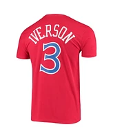 Men's Mitchell & Ness Allen Iverson Red Philadelphia 76ers Hardwood Classics Stitch Name and Number T-shirt