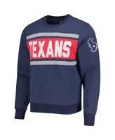 Men's '47 Brand Heather Navy Distressed Houston Texans Bypass Tribeca Pullover Sweatshirt