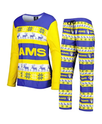 Women's Foco Royal Los Angeles Rams Holiday Ugly Pajama Set