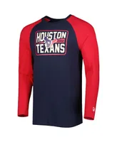Men's New Era Navy Houston Texans Current Raglan Long Sleeve T-shirt