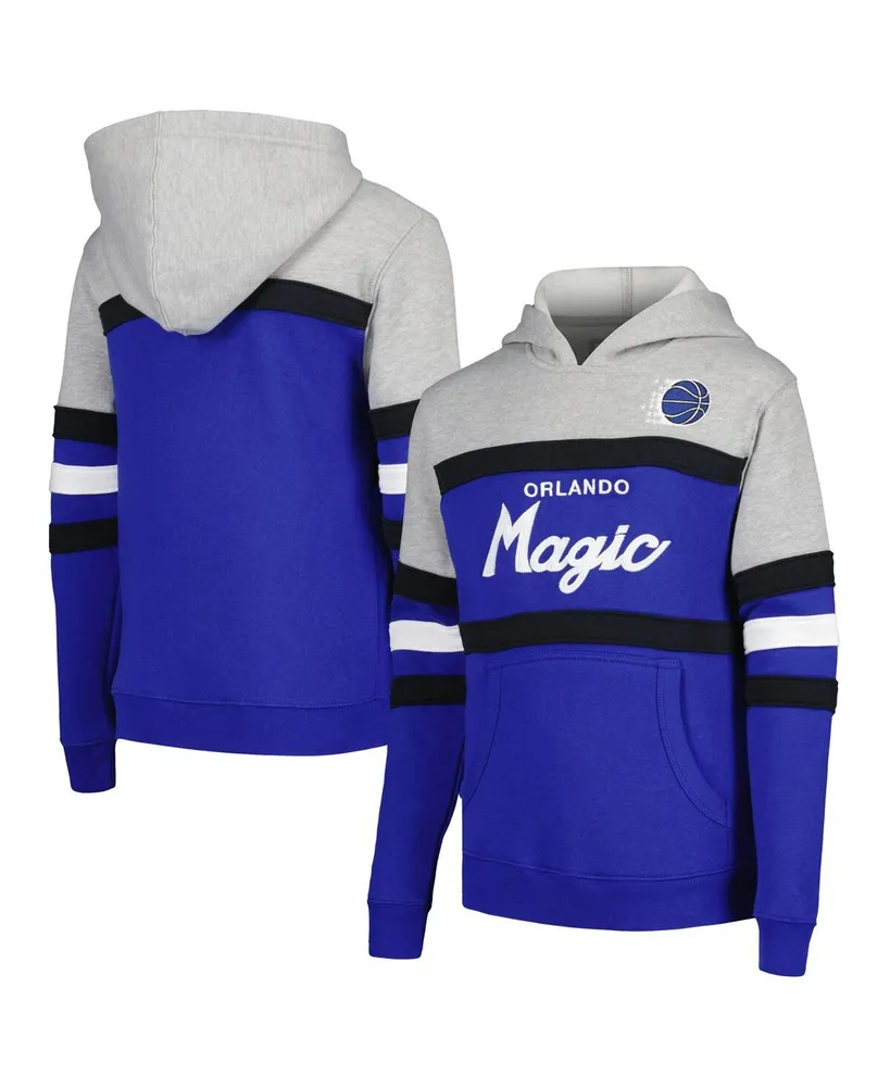 Big Boys and Girls Mitchell & Ness Gray, Blue Orlando Magic Hardwood Classics Head Coach Pullover Hoodie