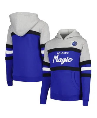 Big Boys and Girls Mitchell & Ness Gray, Blue Orlando Magic Hardwood Classics Head Coach Pullover Hoodie