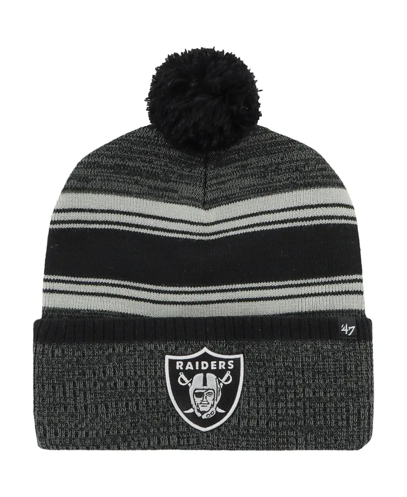 Men's '47 Brand Black Las Vegas Raiders Fadeout Cuffed Knit Hat with Pom