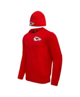 Men's Pro Standard Red Kansas City Chiefs Crewneck Pullover Sweater and Cuffed Knit Hat Box Gift Set