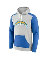 Men's Fanatics Silver, Powder Blue Los Angeles Chargers Big and Tall Team Fleece Pullover Hoodie