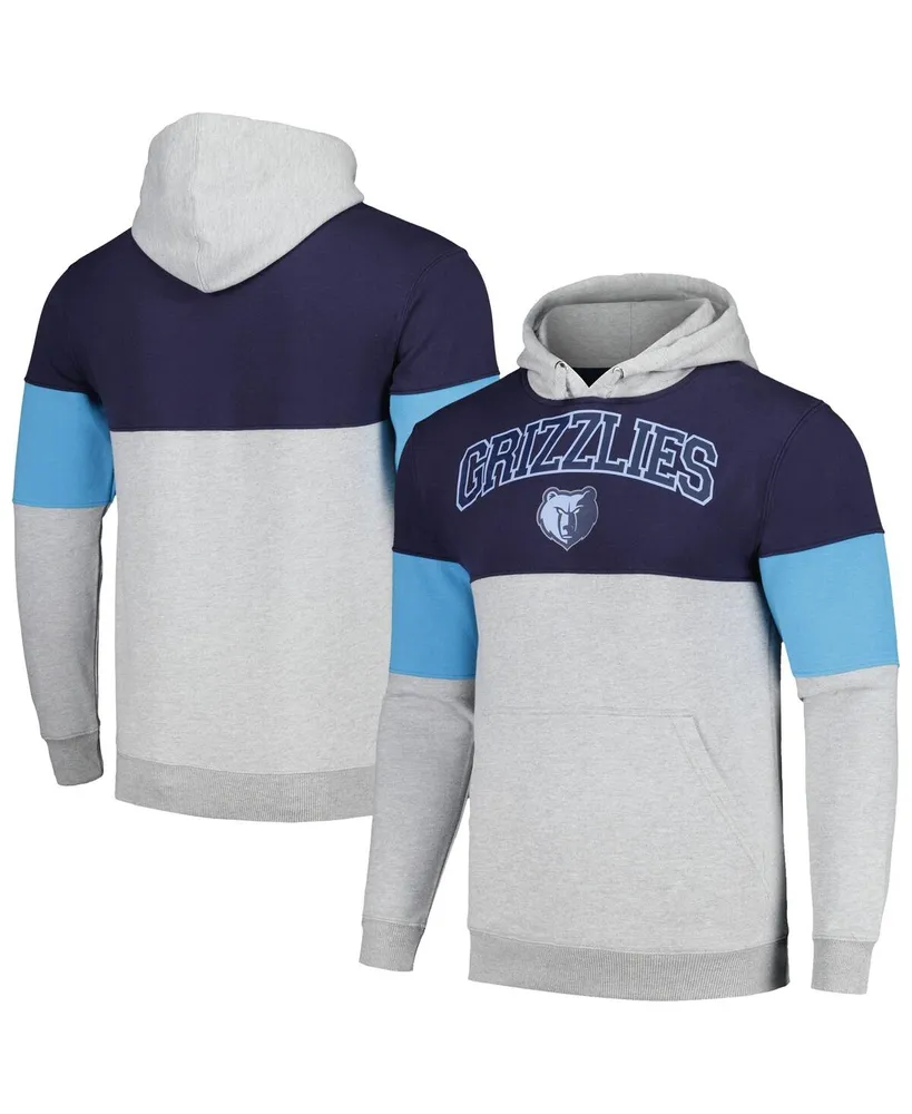 Men's Fanatics Navy Memphis Grizzlies Contrast Pieced Pullover Hoodie