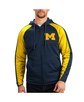 Men's G-iii Sports by Carl Banks Navy Michigan Wolverines Neutral Zone Raglan Full-Zip Track Jacket Hoodie