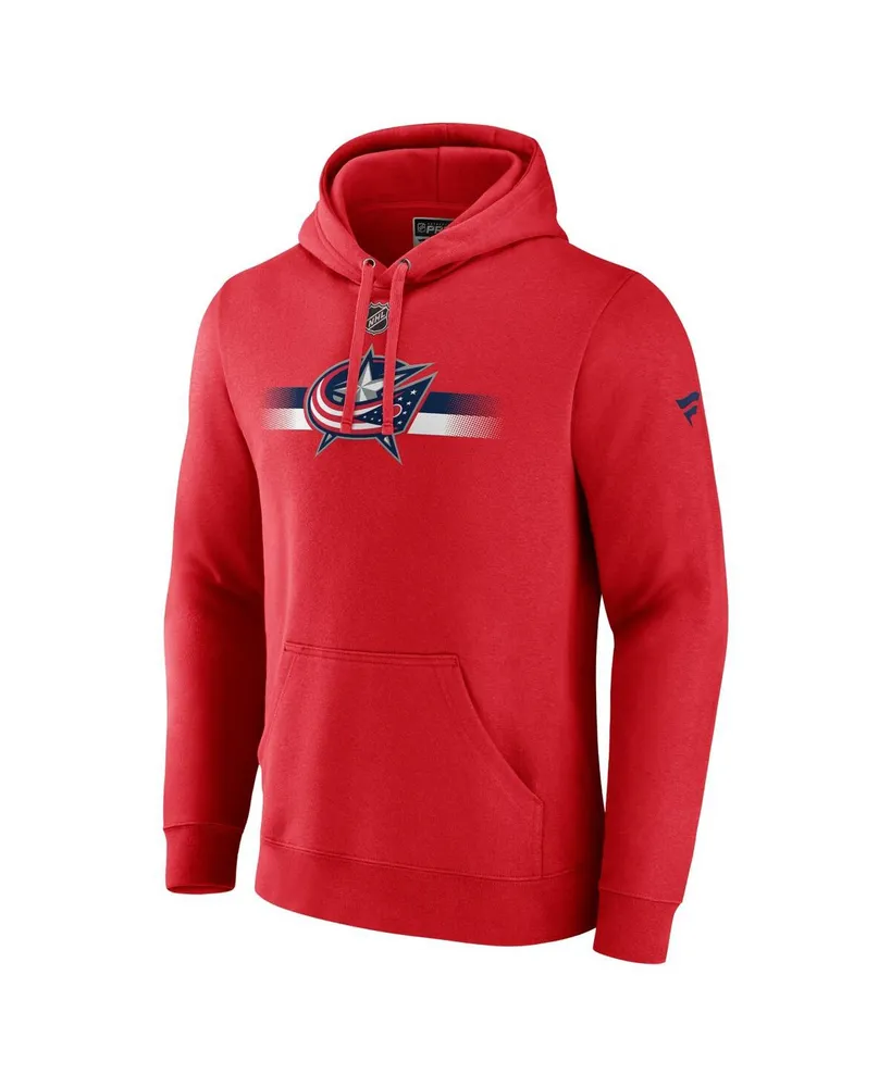 Men's Fanatics Red Columbus Blue Jackets Authentic Pro Secondary Pullover Hoodie