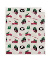 Pegasus Home Fashions Georgia Bulldogs Holiday Truck Repeat 50" x 60" Sherpa Flannel Fleece Blanket