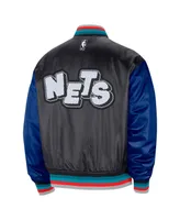 Men's Nike Charcoal Brooklyn Nets 2023/24 City Edition Courtside Premier Full-Snap Bomber Jacket