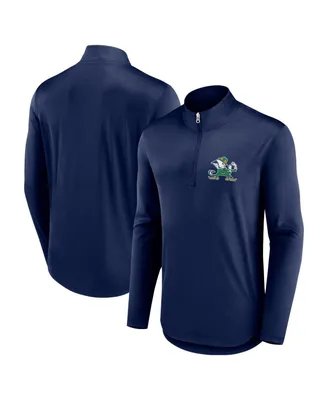 Men's Fanatics Navy Notre Dame Fighting Irish Quarterback Mock Neck Quarter-Zip Top