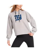 Women's Dkny Sport Heather Gray New York Giants Debbie Dolman Raglan Pullover Hoodie