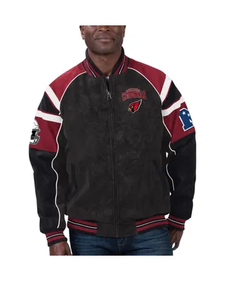 Men's G-iii Sports by Carl Banks Black Arizona Cardinals Faux Suede Raglan Full-Zip Varsity Jacket