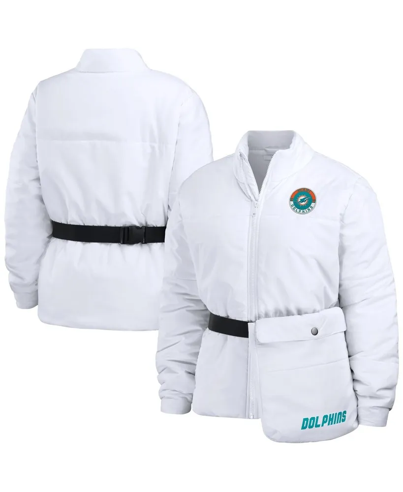 Women's Wear by Erin Andrews White Miami Dolphins Packaway Full-Zip Puffer Jacket