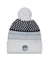 Women's New Era White Las Vegas Raiders 2023 Sideline Cuffed Knit Hat with Pom