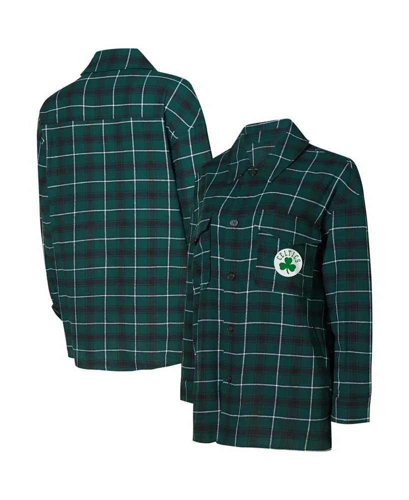 Women's College Concepts Hunter Green, Black Boston Celtics Boyfriend Button-Up Nightshirt