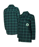 Women's College Concepts Hunter Green, Black Boston Celtics Boyfriend Button-Up Nightshirt