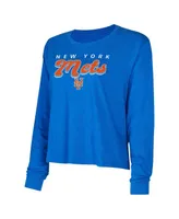 Women's Concepts Sport Royal New York Mets Meter Knit Long Sleeve T-shirt and Shorts Set