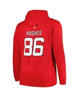 Men's Profile Jack Hughes Red New Jersey Devils Big and Tall Name Number Pullover Hoodie
