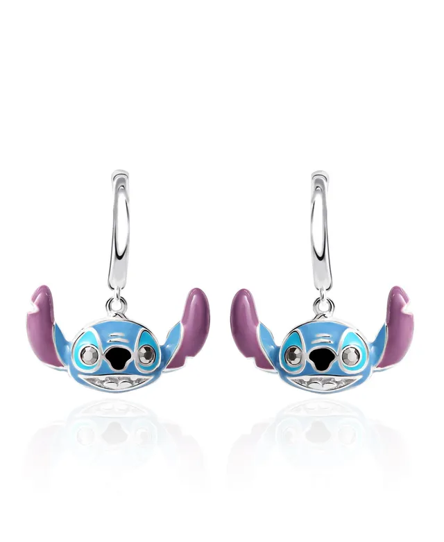 Disney Collection Sterling Silver 16.1mm Lilo & Stitch Hoop Earrings