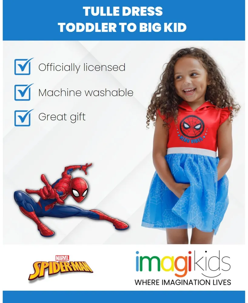 Marvel Spider-Man Girls Mesh Tulle Dress Blue Toddler| Child - Spider