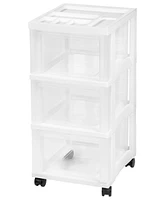 Iris Usa 3 Drawer Rolling Storage Cart with Organizer Top, White