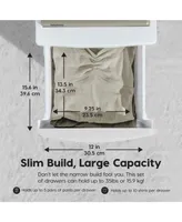 Iris Usa 4 Slim Drawer Storage, Organizer Unit for Bedroom, Closet, Kitchen, Bathroom, Laundry Room, Dorm, White Frame with Matte White Front Panels,