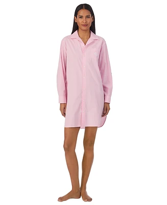 Lauren Ralph Women's Long-Sleeve Roll-Tab His Shirt Sleepshirt