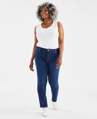 Style & Co Plus Mid-Rise Slim-Leg Stretch Jeans