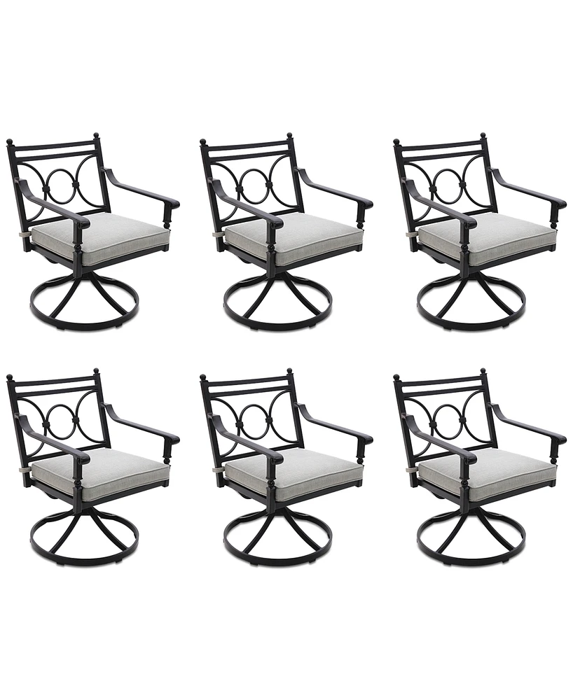 Wythburn Mix and Match Scroll Outdoor Swivel Chairs, Set of 6, Created for Macy's