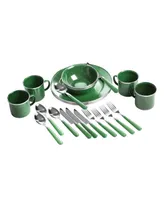 Stan sport Deluxe 24-Piece Enamel Tableware Set - Green