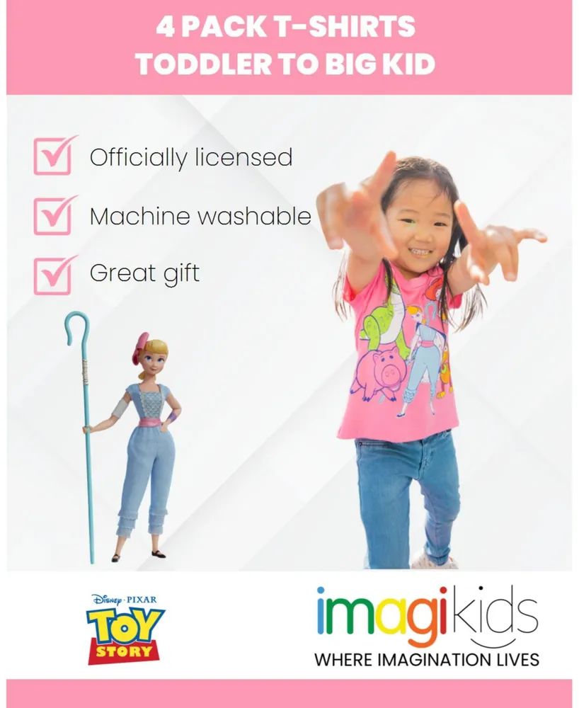 Disney Toy Story Girls 4 Pack Short Sleeve T-Shirts Toddler| Child