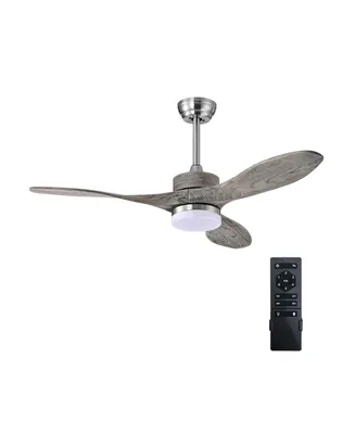 48 Inch Wood Ceiling Fan with Led Lights and 6 Speed Levels