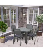 Mondawe 5-Piece Aluminum Outdoor Patio Dining Set with Cushion, Gray