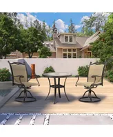 Mondawe 3-Piece Aluminum Outdoor Patio Bistro Set with Swivel Armchairs, Brown