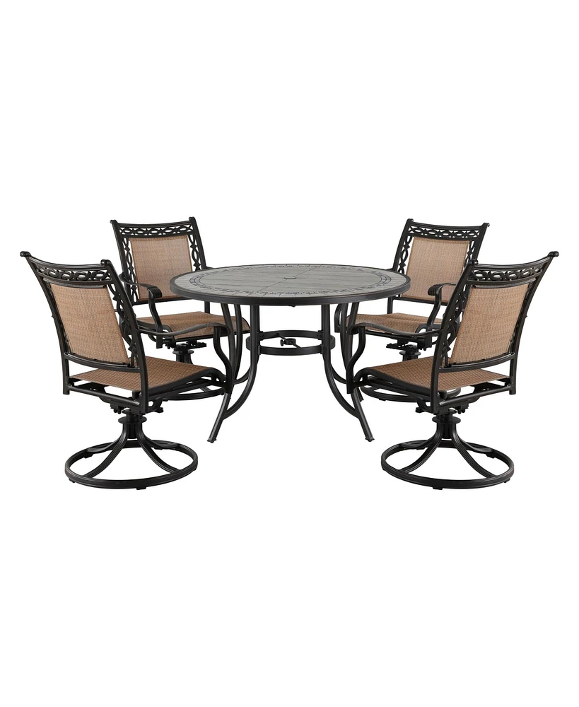 Mondawe 5-Piece Aluminum Outdoor Patio Dining Set with Swivel Armchairs, Brown