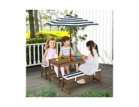 Kids Picnic Table and Bench Set with Cushions Height Adjustable Umbrella