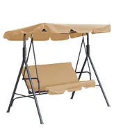 Mondawe Three Person Porch Swing Bench with Adjustable Canopy & Removable Seat Cushion