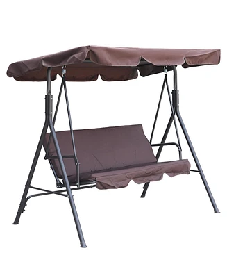 Mondawe Three Person Porch Swing Bench with Adjustable Canopy & Removable Seat Cushion