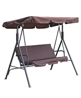 Mondawe Three Person Porch Swing Bench with Adjustable Canopy & Removable Seat Cushion