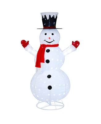 6 Feet Lighted Snowman with Top Hat and Red Scarf-White