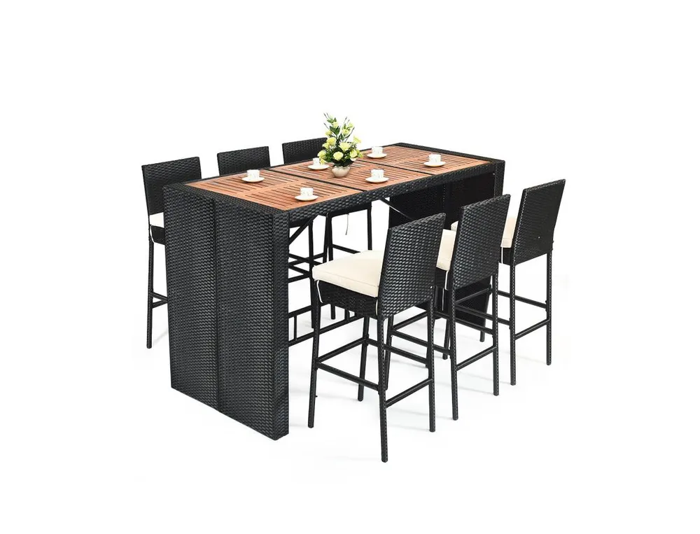 7 Pieces Patio Rattan Wicker Dining Furniture Set