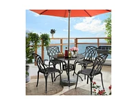 5 Pieces Outdoor Cast Aluminum Patio Dining Set with Umbrella Hole