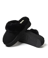 Dearfoams Fireside by Women's Melton Genuine Shearling Platform Scuff Slipper