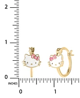 Hello Kitty Enamel Small Hoop Earrings in 18k Gold-Plated Sterling Silver, 3/4"