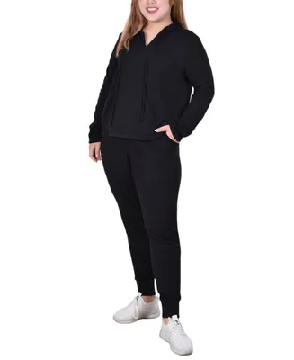Ny Collection Plus Size Long Sleeve Jogger, 2 Piece Set