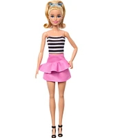 Barbie Fashionistas Doll 213, Blonde with Striped Top, Pink Skirt and Sunglasses, 65th Anniversary