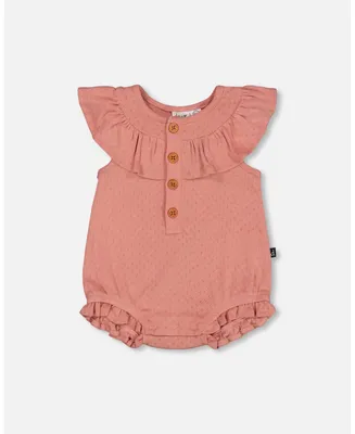 Baby Girl Organic Cotton Point Elle Knit Romper Old Rose - Infant